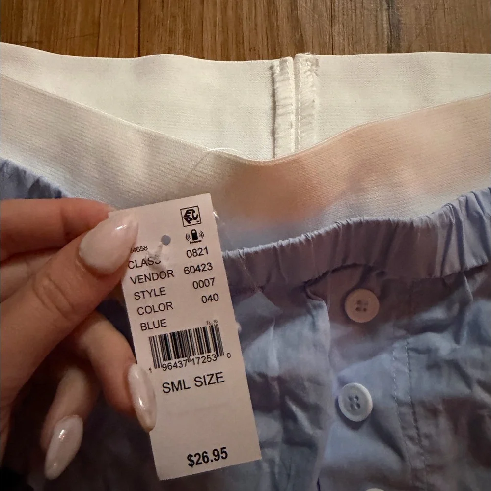 PacSun light blue shorts with thin white vertical stripes, size S #pacsun